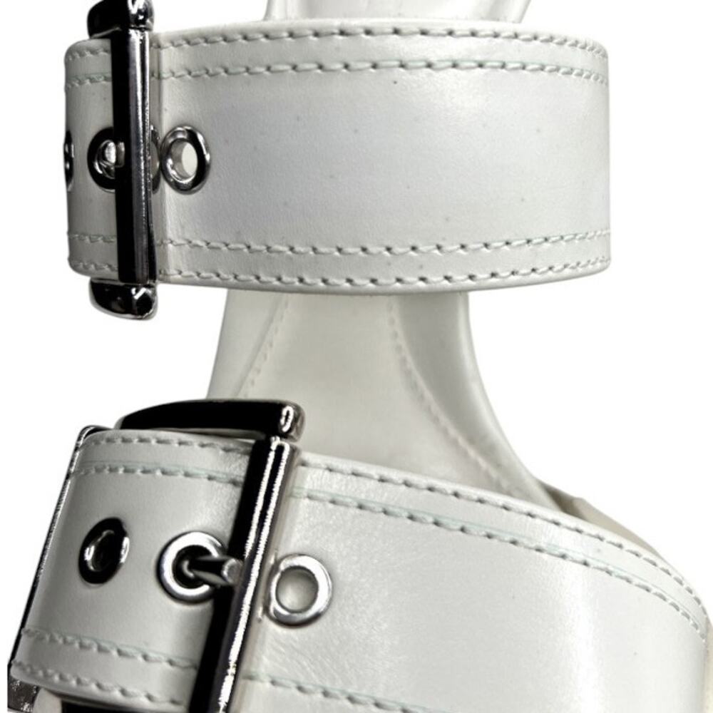 Alexander McQueen White Double Buckle Punk Mules Size IT 36 - Picture 6 of 10